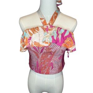 Band of the Free Women's Geometric Halter Crop Top Multicolor Size M